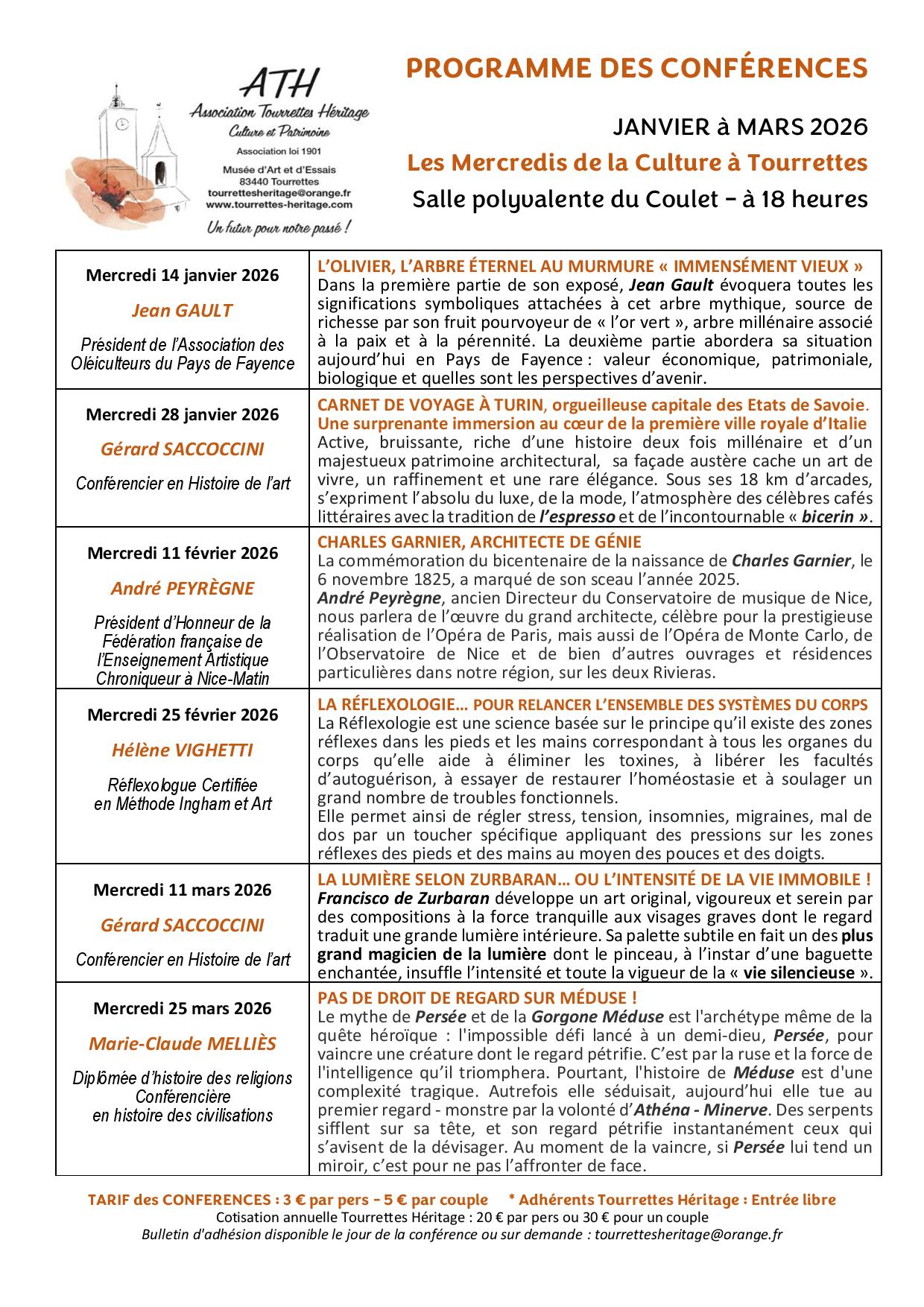 PROGRAMME DES CONFÉRENCES
