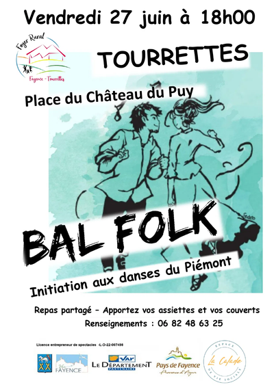 BAL FOLK LE VENDREDI 27 JUIN 18H00 PLACE DU CHÂTEAU DU PUY