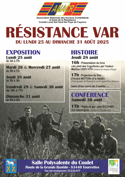 RÉSISTANCE VAR EXPO/CONFÉRENCE/FILM