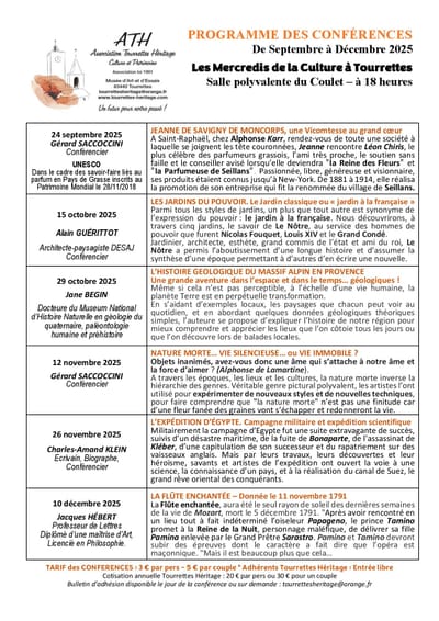 PROGRAMME DES CONFÉRENCES