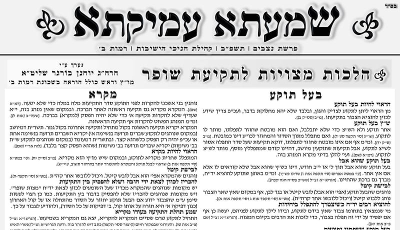 הלכות מצויות לתקיעת שופר