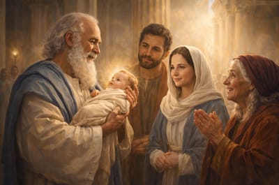 «وَأَخَذَتْ تُسَبِّحُ الرَّبَّ، وَتُحَدِّثُ عَنِ الطِّفْلِ جَمِيعَ الْمُنْتَظِرِينَ فِدَاءَ أُورُشَلِيم»