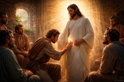 «مَا لَمْ أَرَ أَثَرَ المَسَامِيرِ فِي يَدَيْهِ، وَأَضَعْ إِصْبَعِي فِي مَوْضِعِ المَسَامِيرِ، وَأَضَعْ يَدِي فِي جَنْبِهِ، لَنْ أُؤْمِن!»