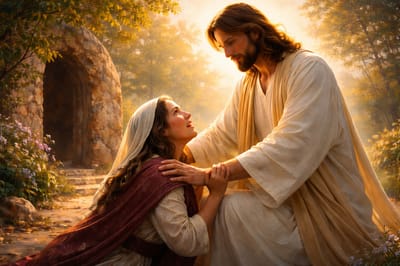 قَالَ لَهَا يَسُوعُ: «مَرْيَمُ!». فَٱلْتَفَتَتْ وَقَالَتْ لَهُ بِٱلْعِبْرِيَّةِ: «رَابُّونِي!»، أَيْ «يَا مُعَلِّمُ!»