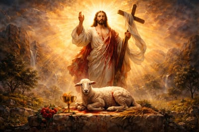 «بَلْ بِدَمٍ كَرِيمٍ، دَمِ حَمَلٍ لَا عَيْبَ فِيهِ وَلَا وَصْمَةَ، دَمِ الْمَسِيحِ»