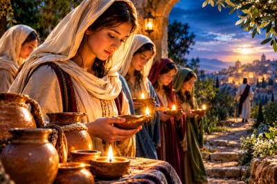 «أَمَّا الْحَكِيمَاتُ فَأَخَذْنَ زَيْتًا فِي آنِيَةٍ مَعَ مَصَابِيحِهِنَّ.»