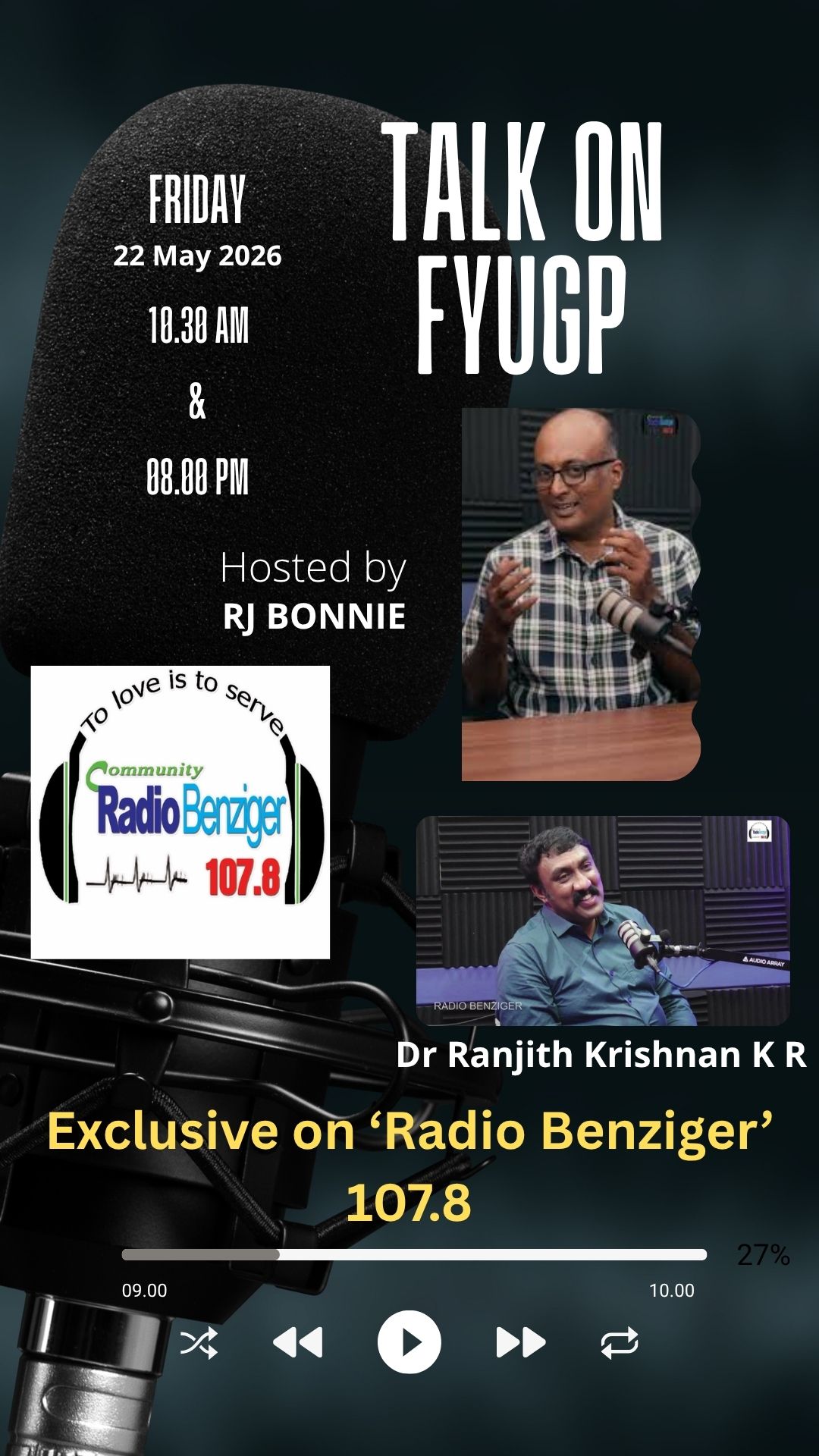 Talk on FYUGP with RJ Bonnie on Benziger Radio FM (107.8)
