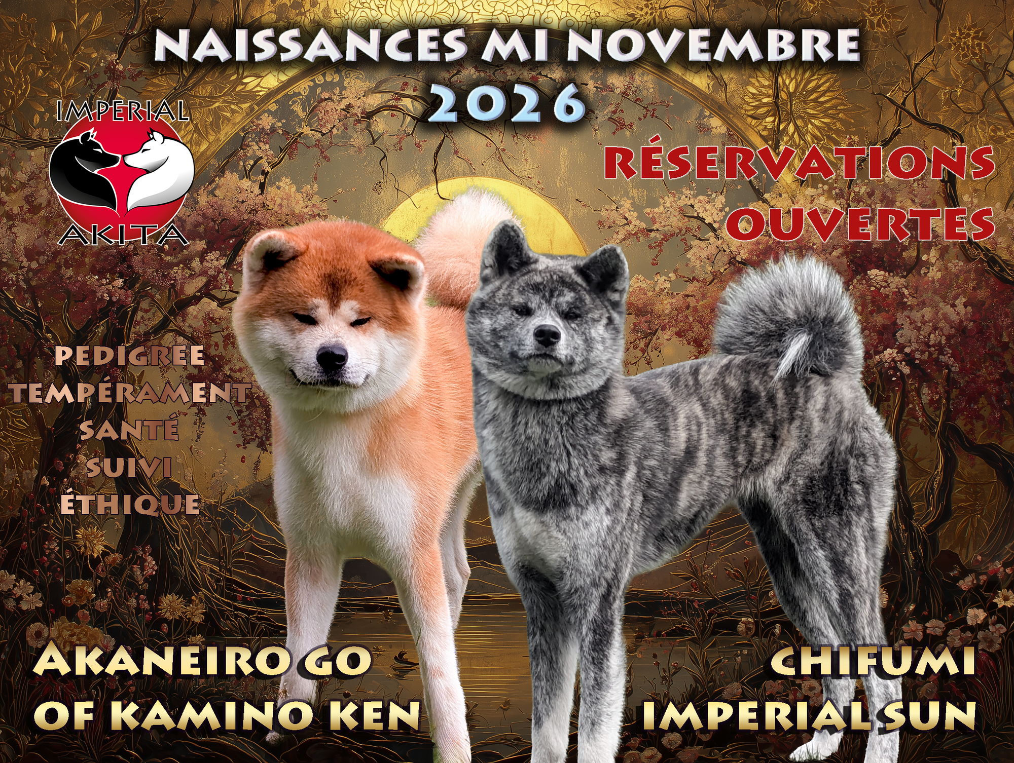 Portée de chiots Akita Inu bringé