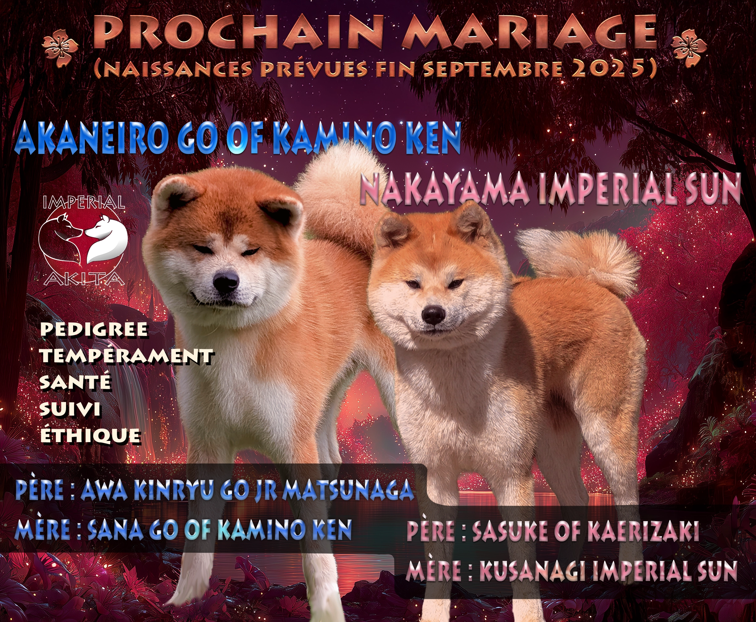 Montage de présentation pour le mariage de Nakayama Imperial Sun et Akaneiro Go Of Kamino Ken en juillet 2025 - Akita Imperial