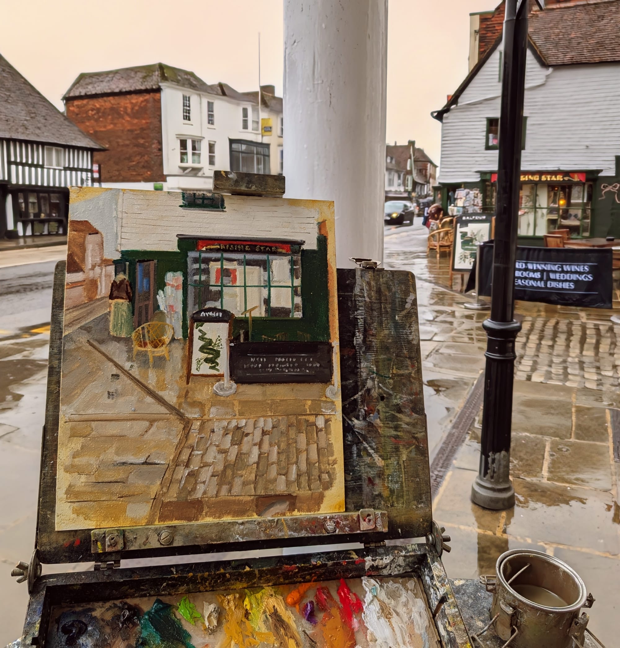 Rainy day under the town hall