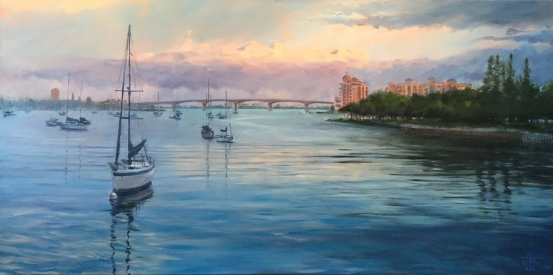 Sarasota Bay Sunrise- Oil on Canvas Painting