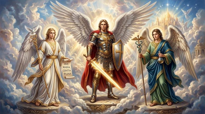 Archangels Gabriel, Michael and Raphael