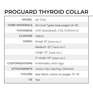 P-SERIES PROGUARD THYROID SHIELD SKU: SHS-APTCG