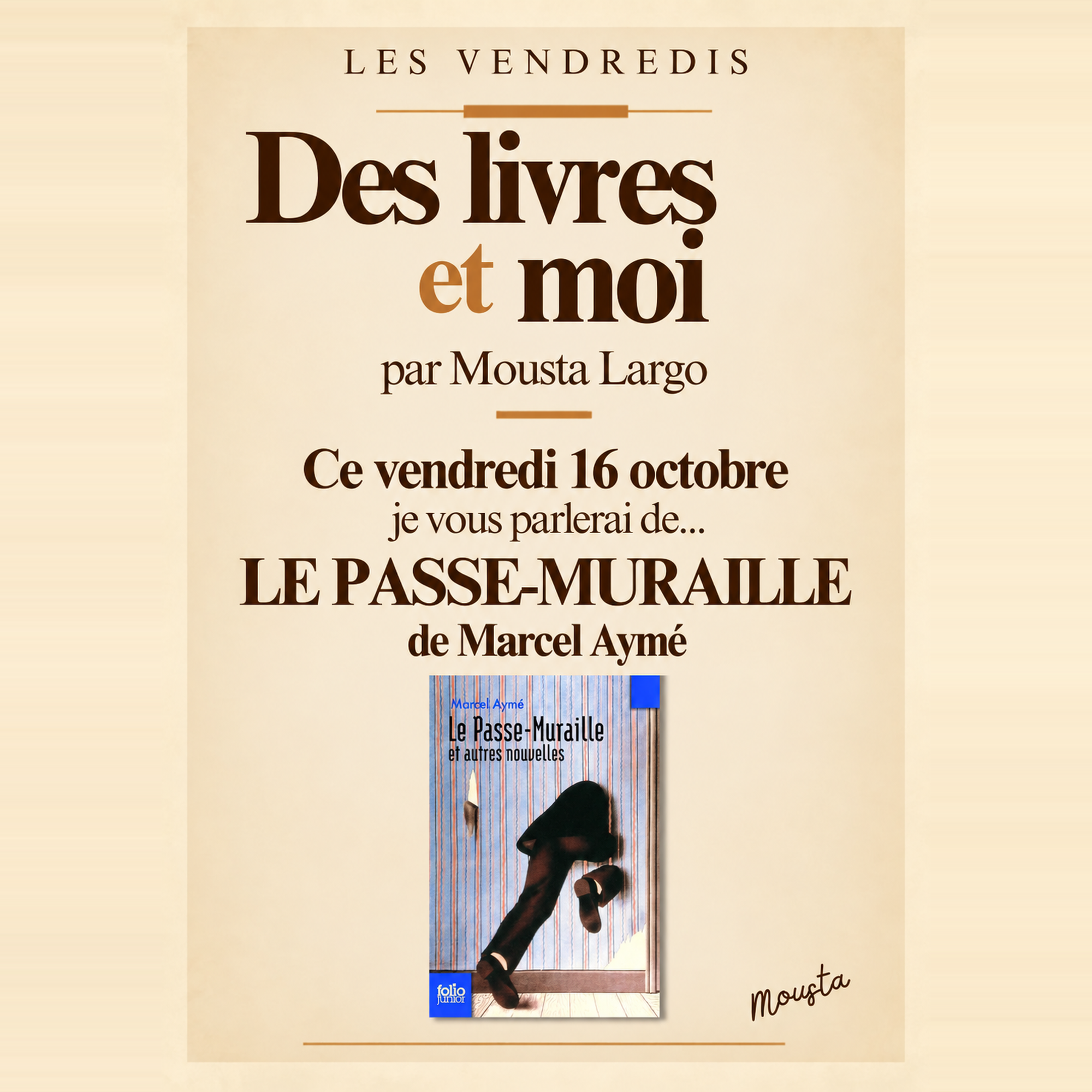 Les vendredis, des livres et moi, numéro 5. Le Passe-Muraille, Marcel Aymé.