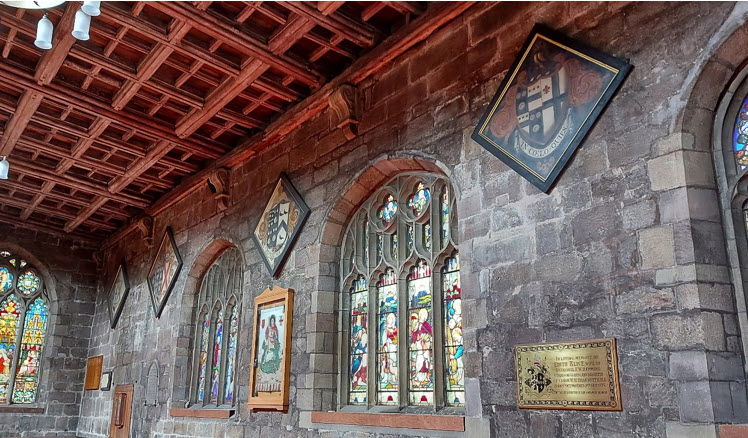 The four funeral hatchments on the north wall of the church