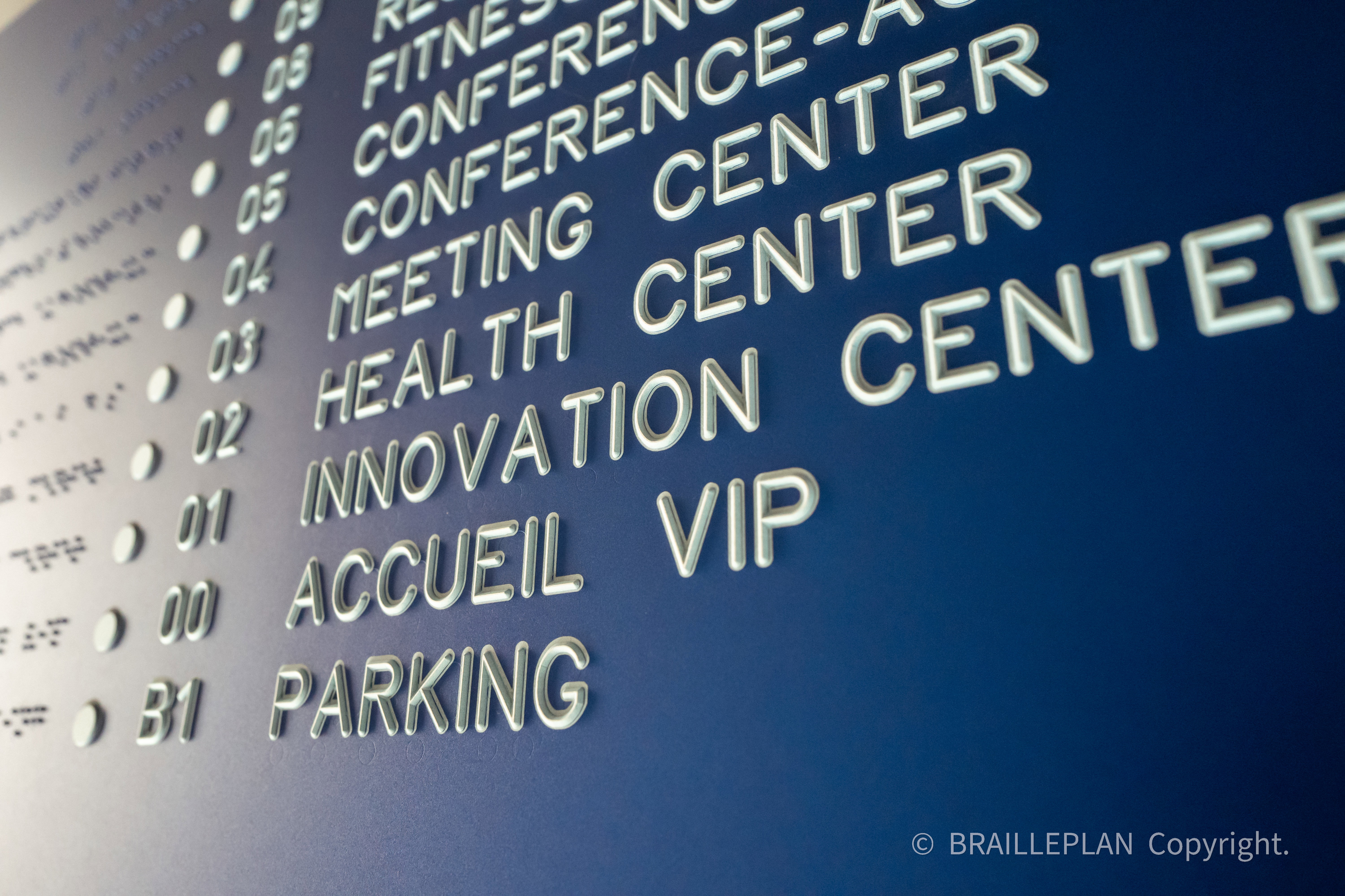 Information signs with Braille.