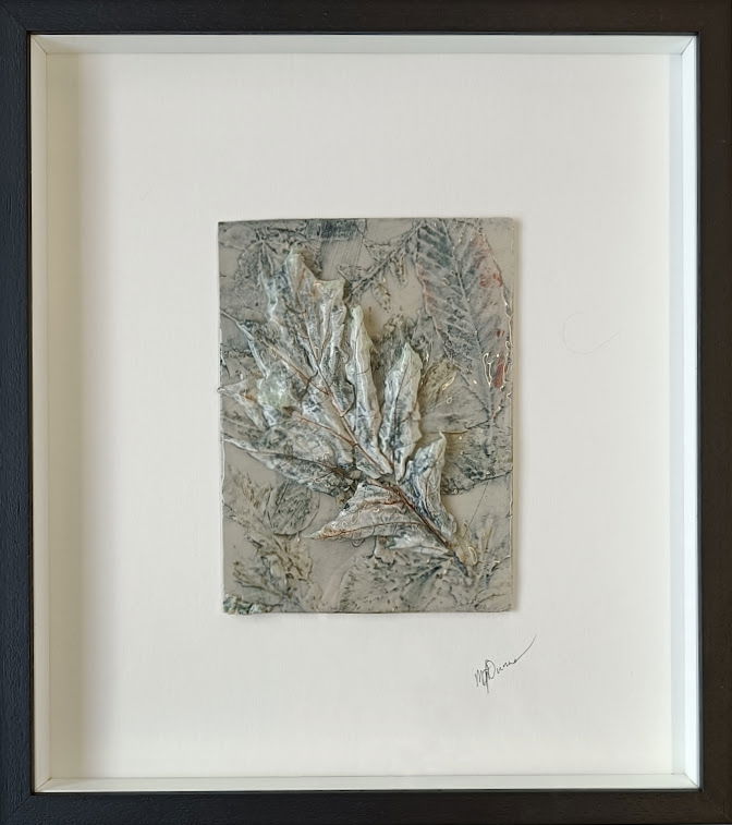 Image of ceramic artwork - porcelain leaf on forest floor