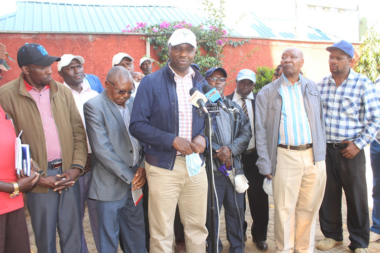 Patrick Ngunjiri, a tea farmer from Gitugi factory addressing journalists.