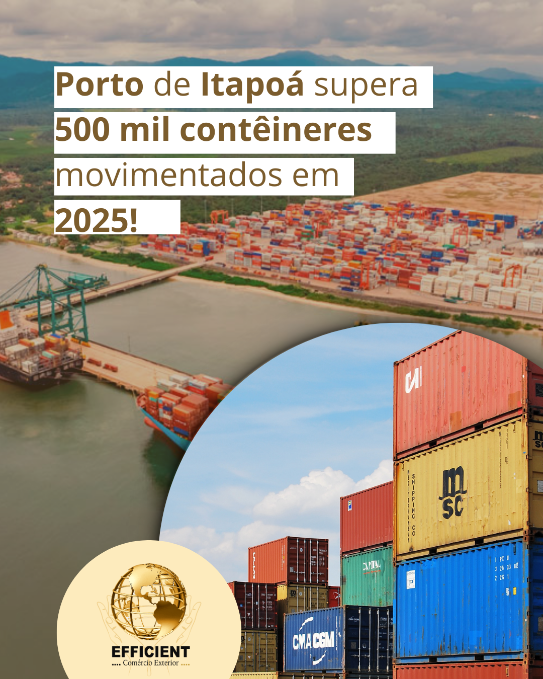 Porto de Itapoá supera 500 mil contêineres movimentados em 2025