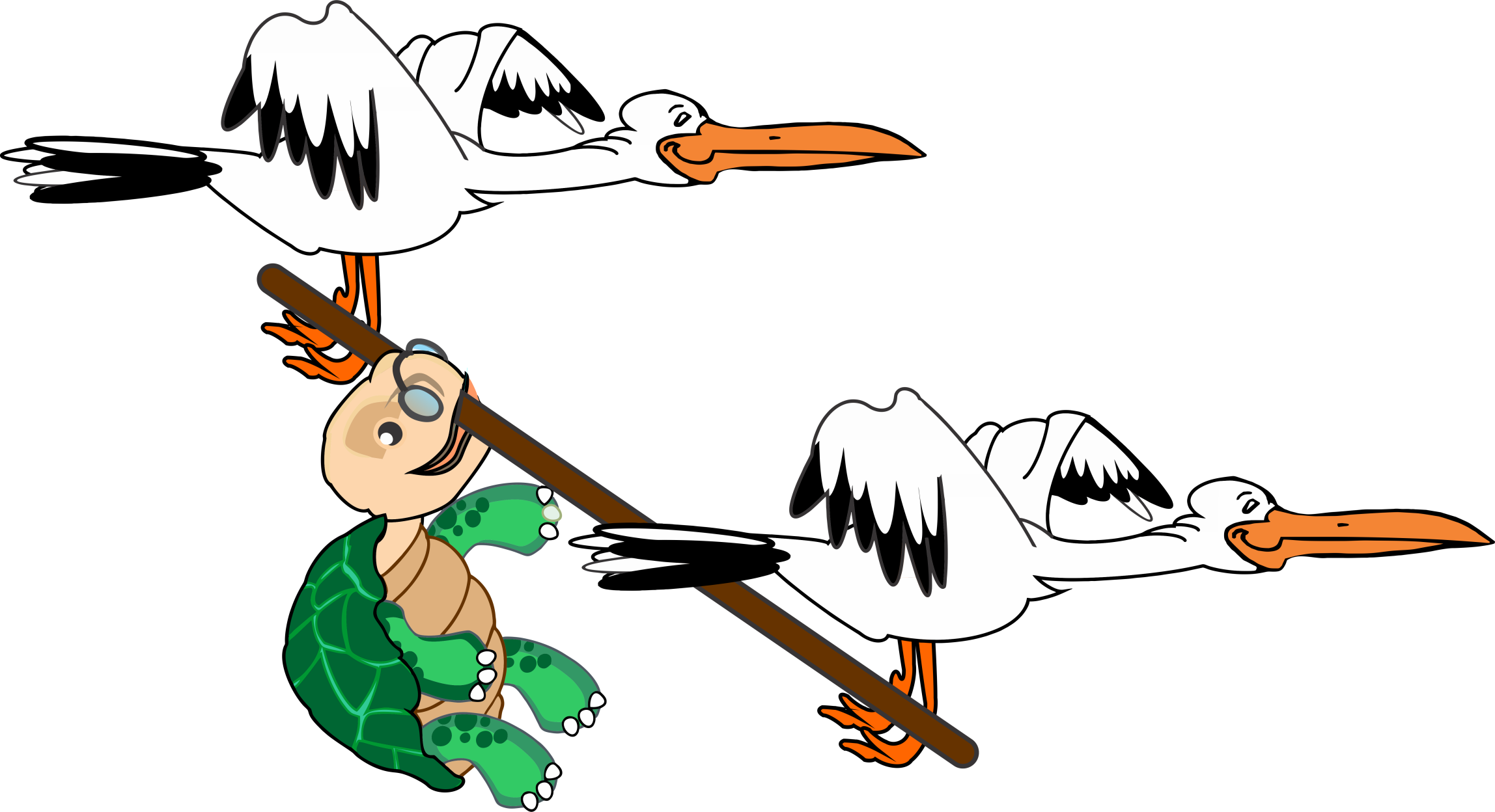 Turtle flying with storks