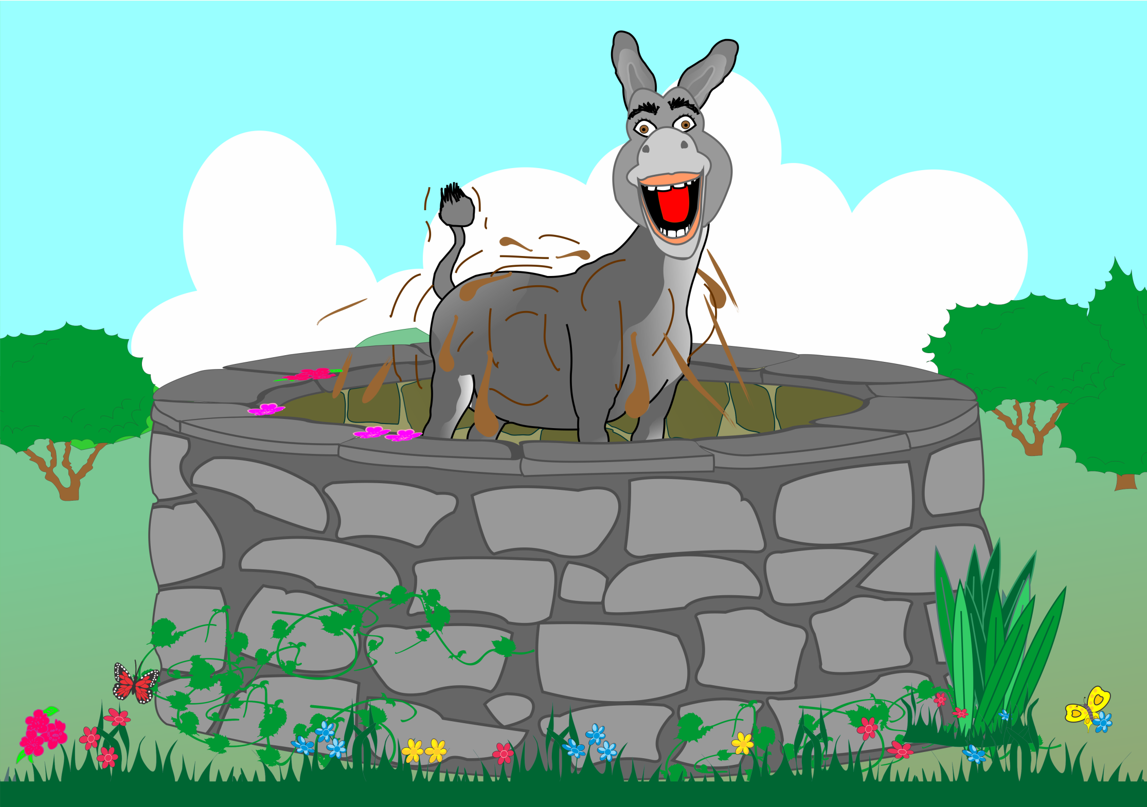 Donkey well, and stepped out of the well