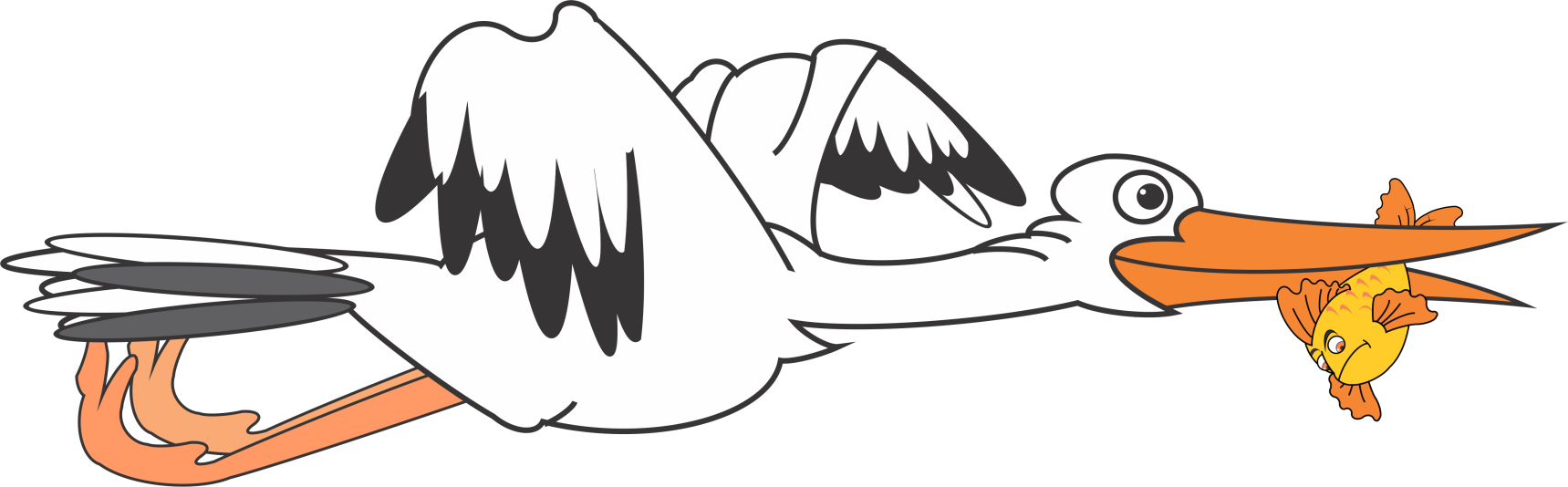 Gently, the stork picked up the fish