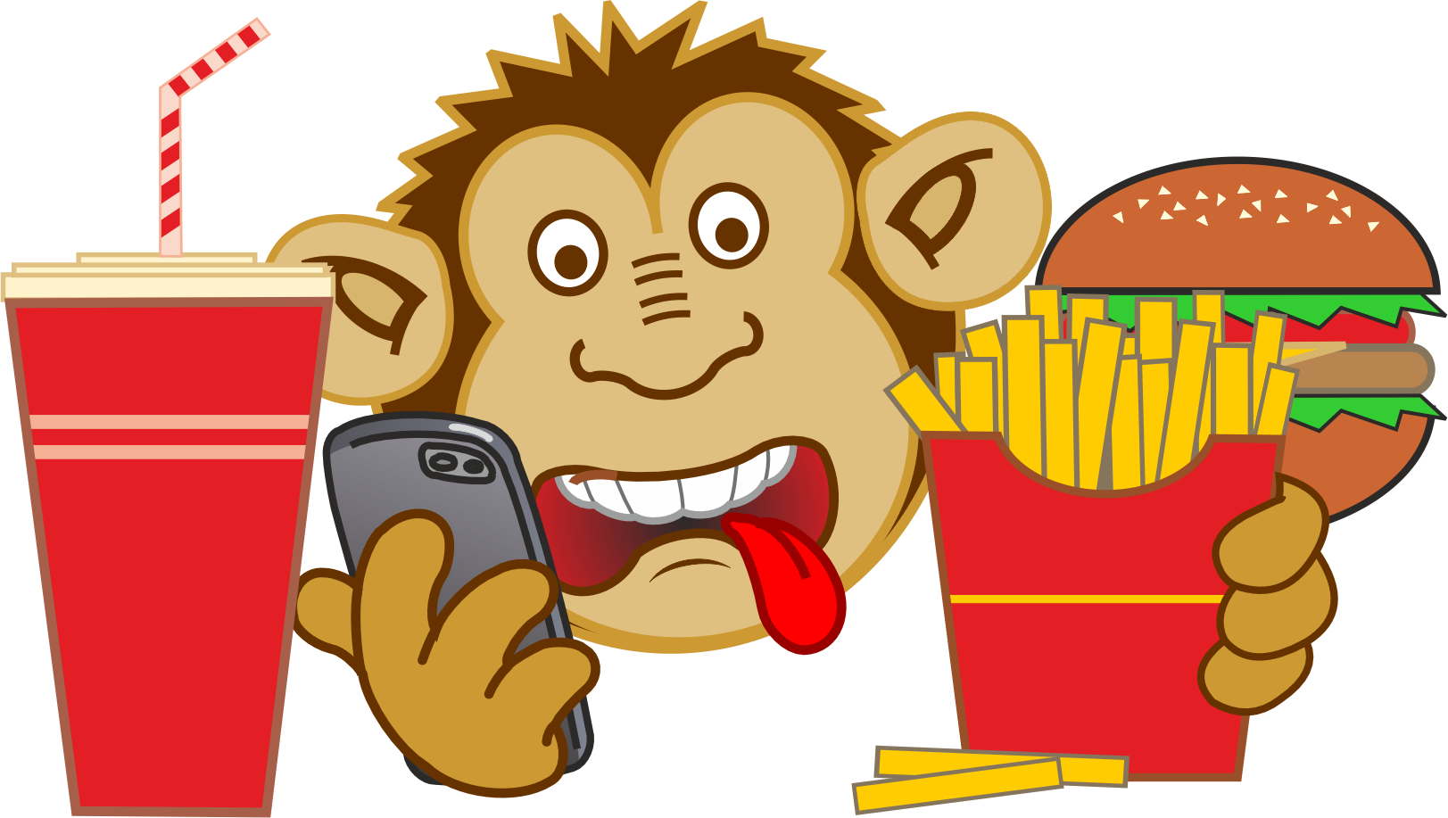 Monkey with a lot of Junck food
