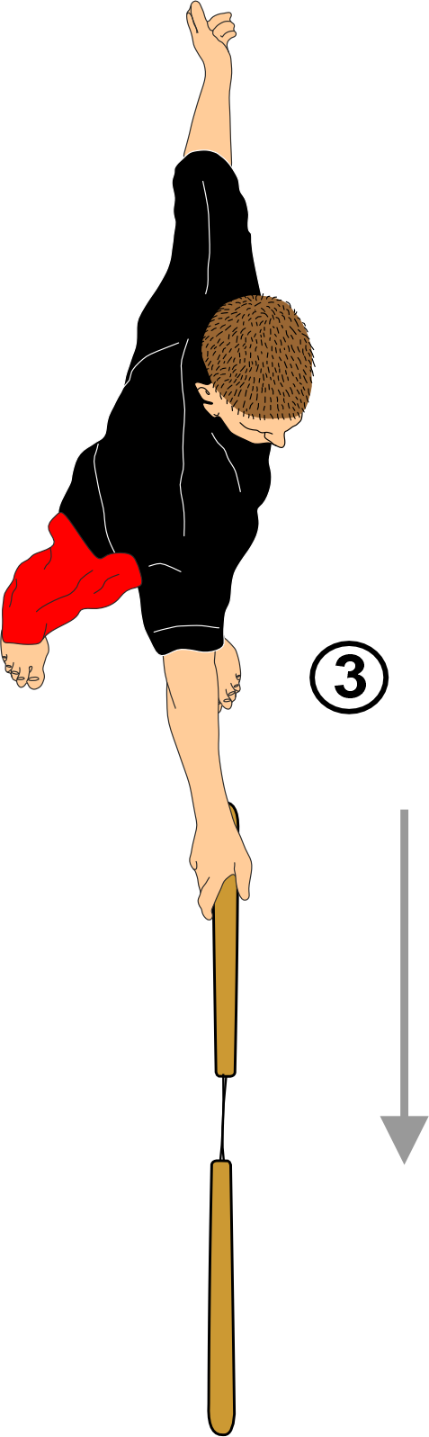 Nunchaku thrust from front guard