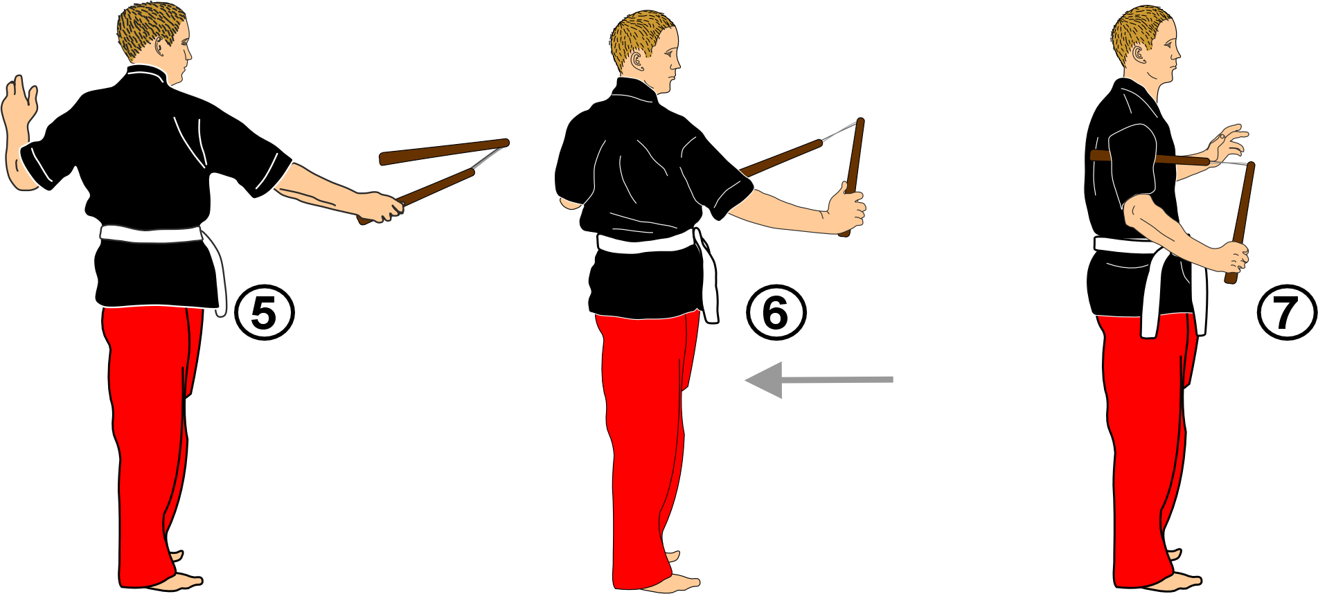 Nunchaku Frappe piquée thrust technique demonstration finisch