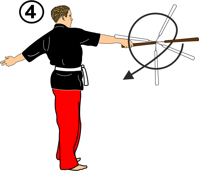 Left piercing nunchaku strike from shoulder guard