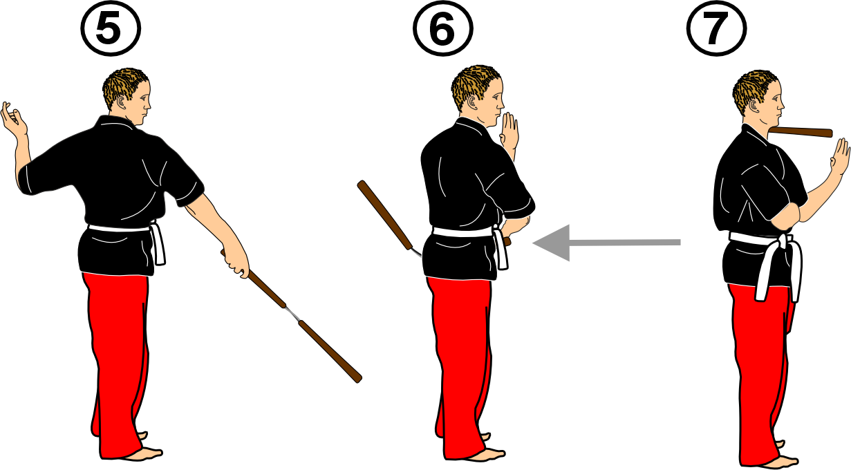 Right piercing nunchaku strike from shoulder guard