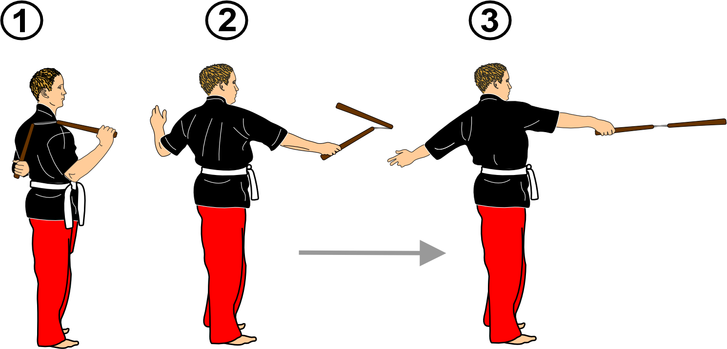 Thrusting strike from rear guard stance