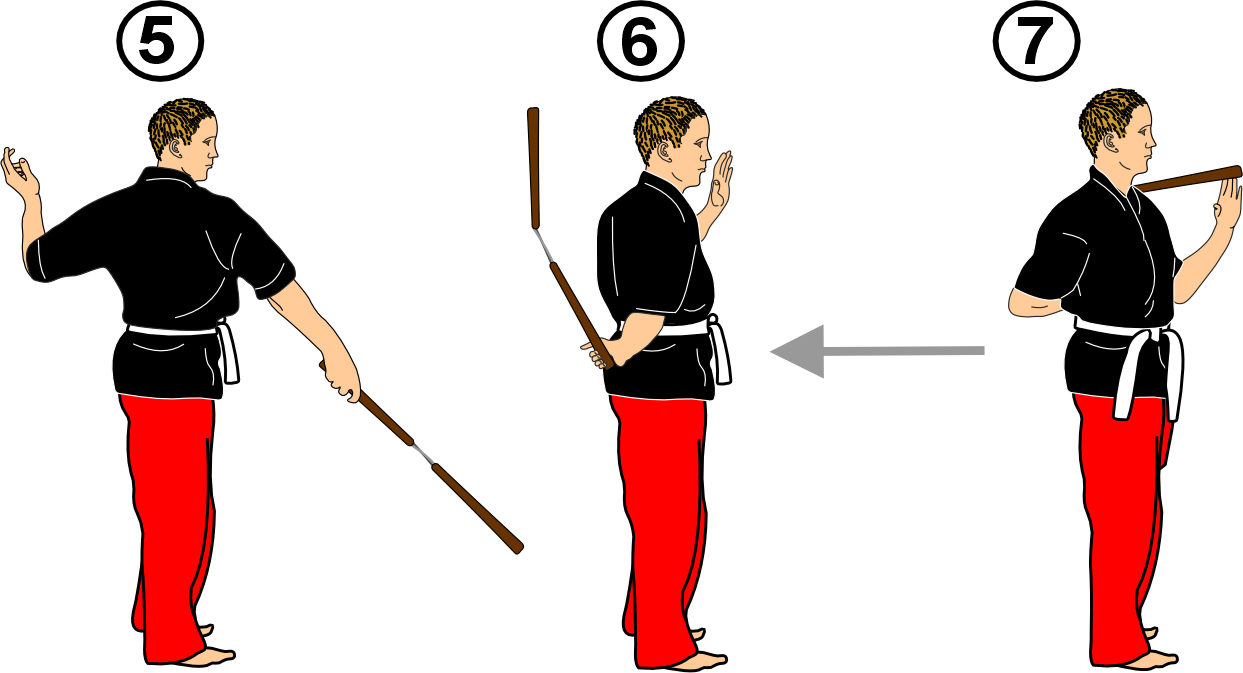 Nunchaku de combat strike guard stance