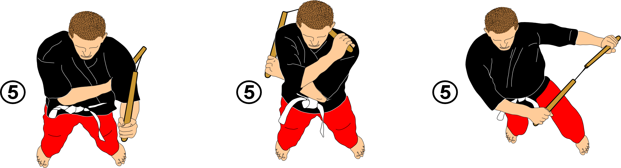 Sideways nunchaku strike