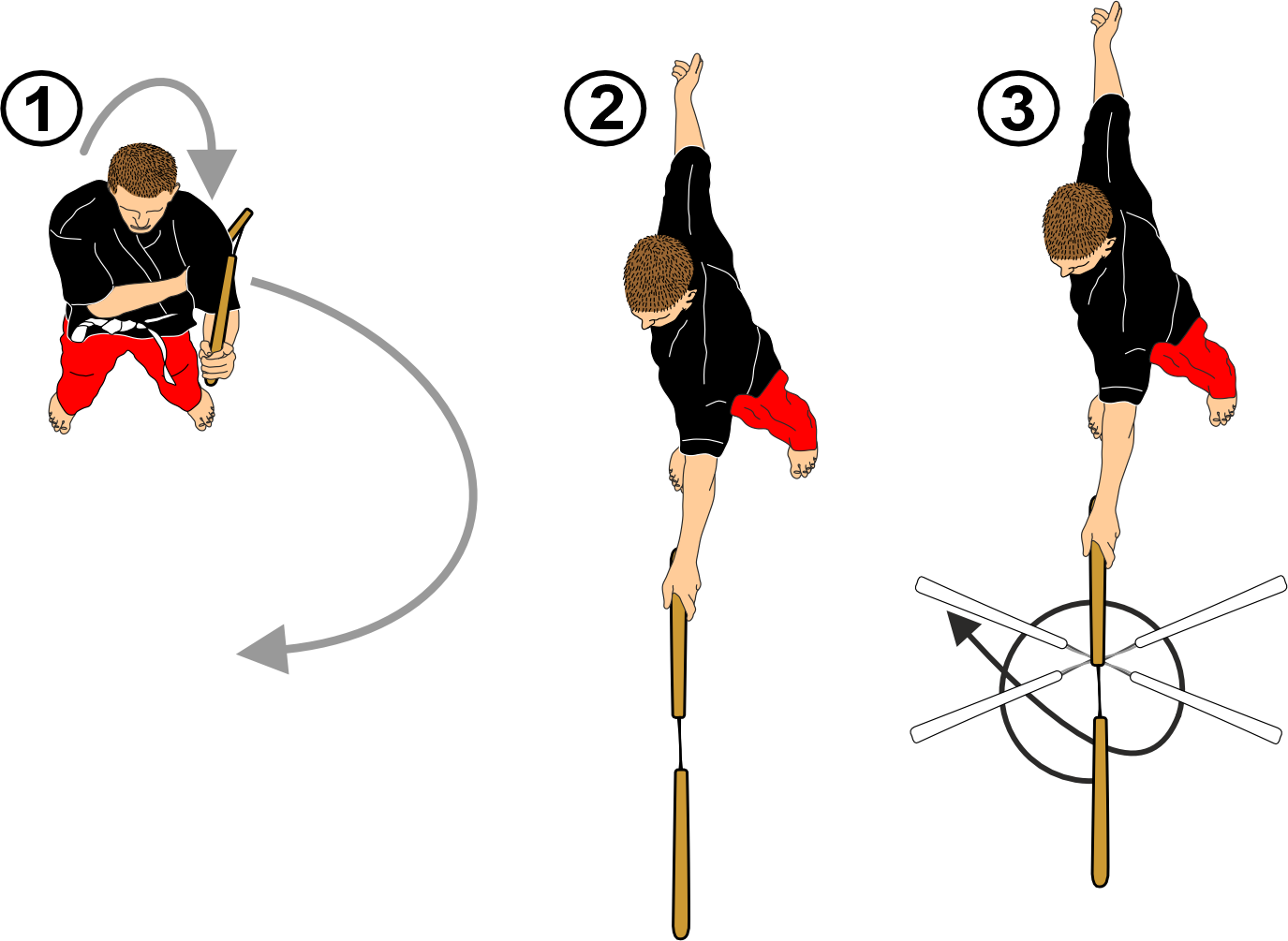 Spinning nunchaku horizontal strike