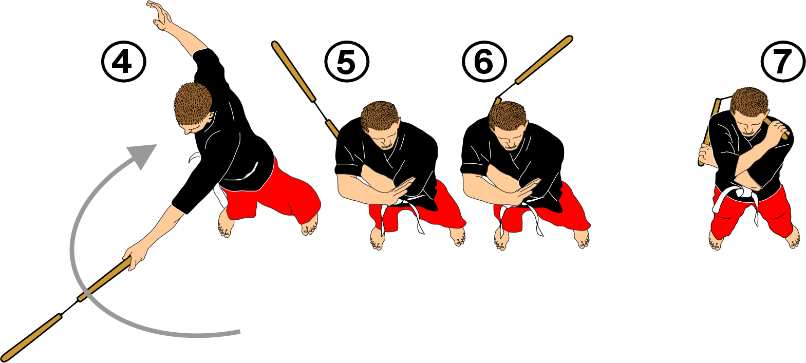 Horizontal strike with rotation