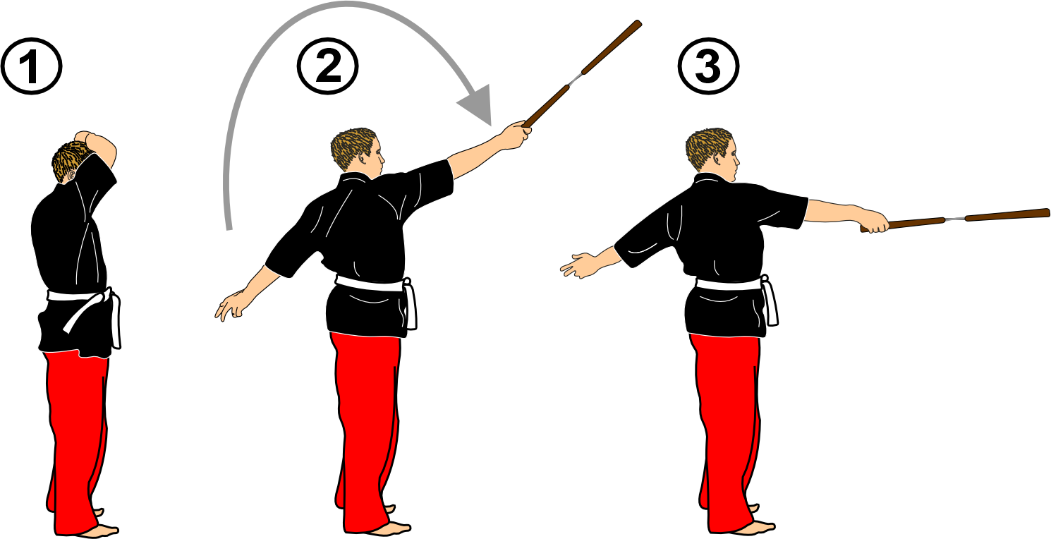 Nunchaku vertical strike from side guard position