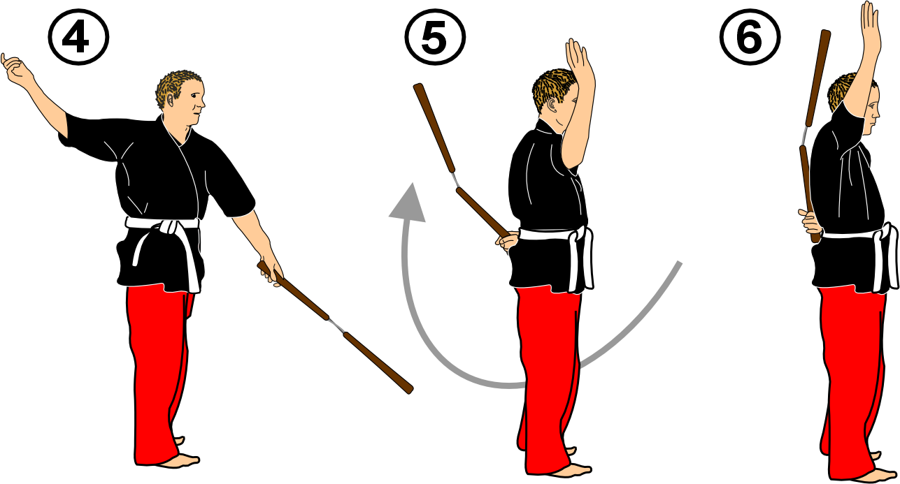 Nunchaku vertical strike from back guard position