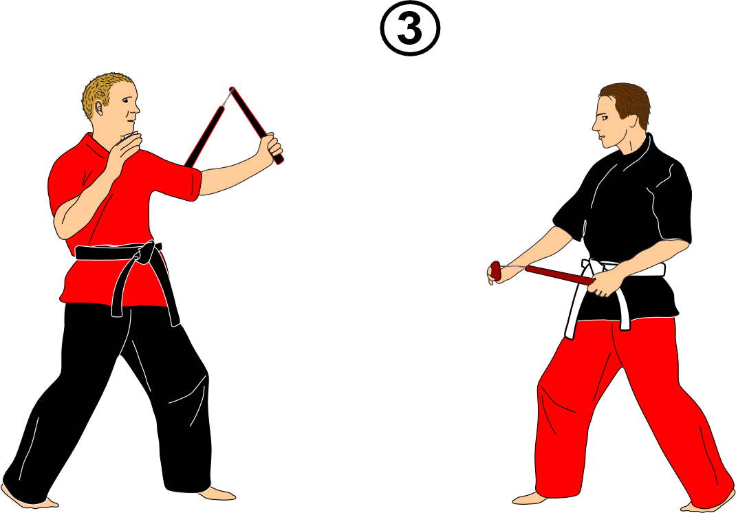 Maintaining distance in partner nunchaku training