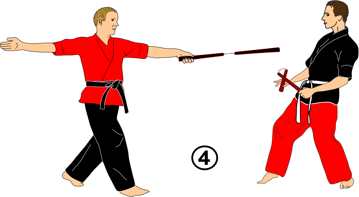 Opponent retreating in partner kata