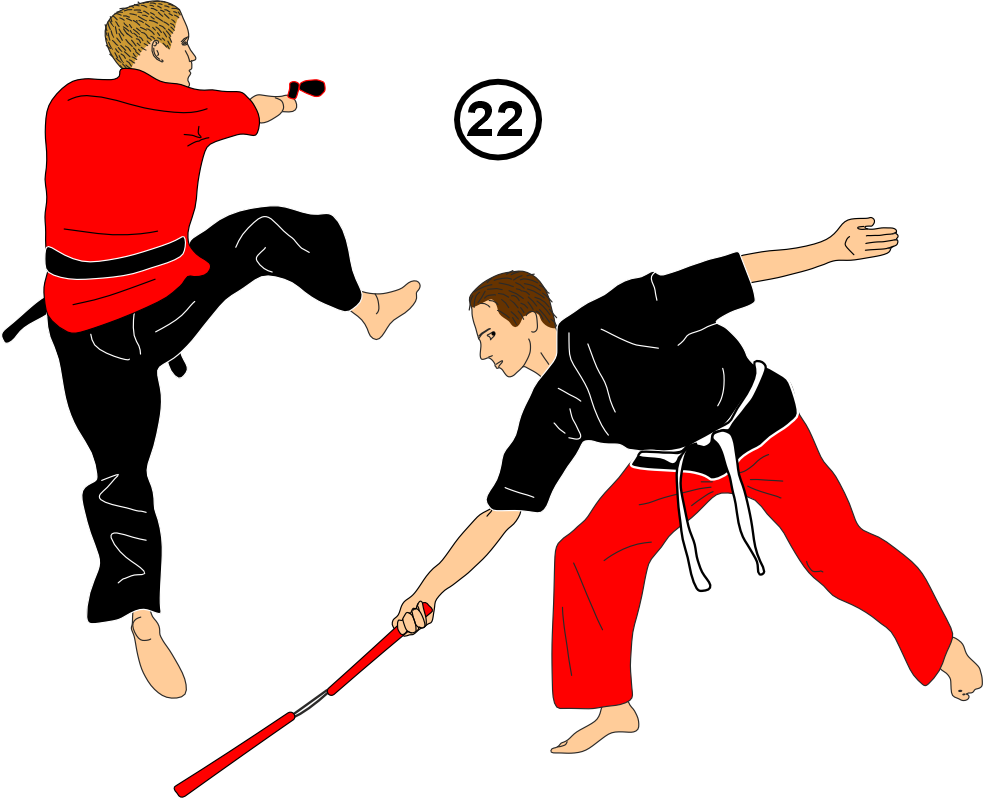 Opponent receiving new nunchaku