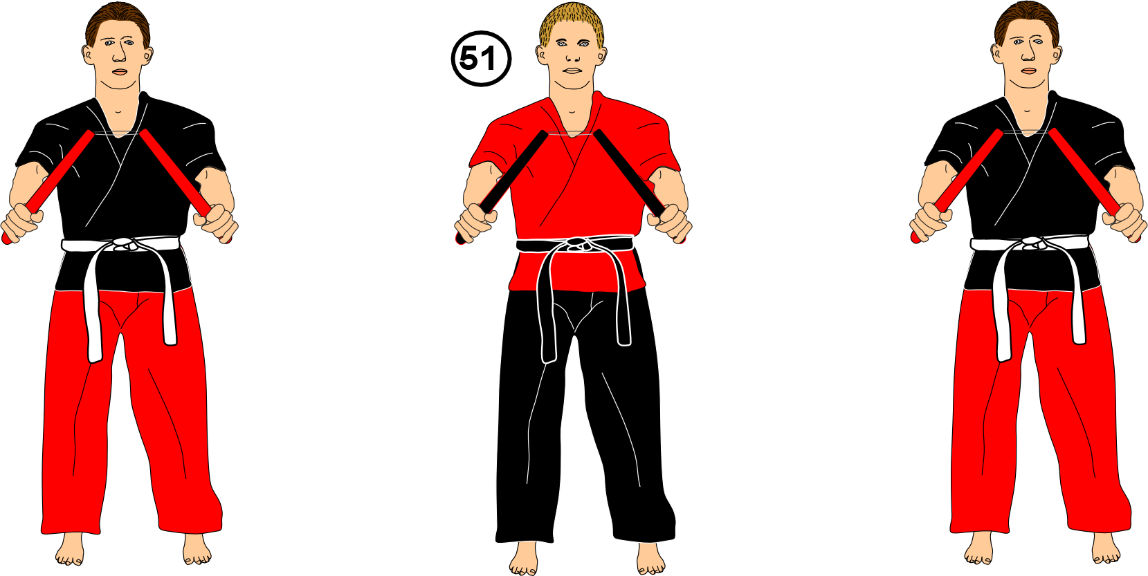 Opponents defeated on the ground at end of kata