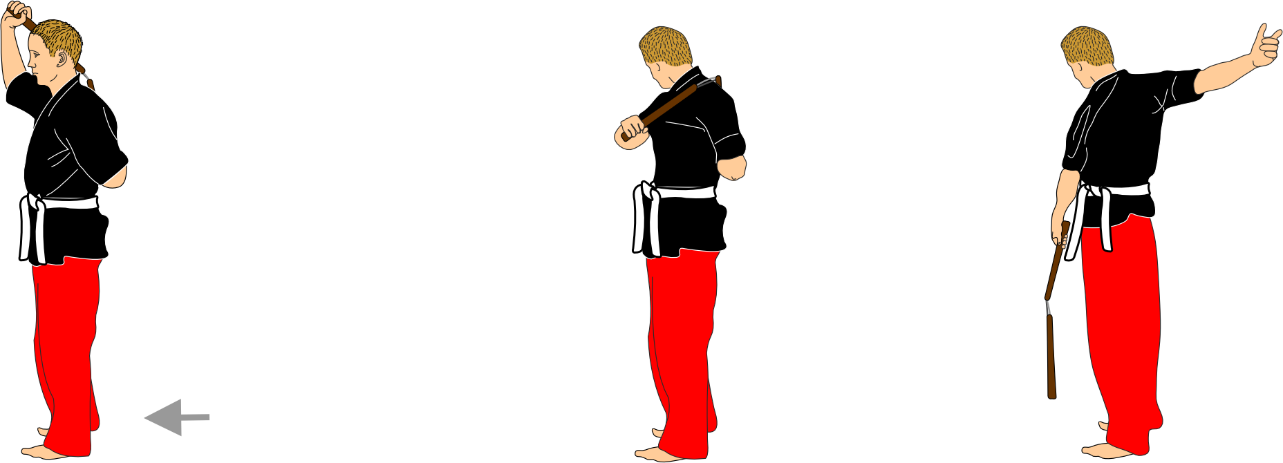 Back guard vertical strike and disarm