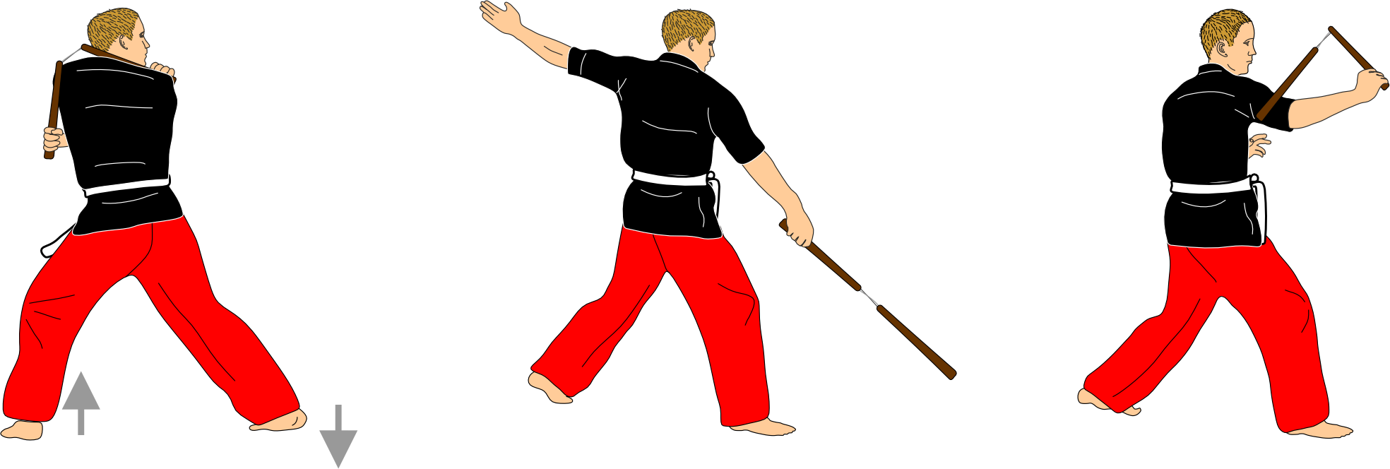 Pivot into rising vertical strike and triceps guard