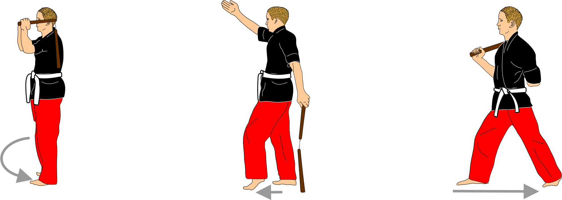 Hand change into vertical strike with back guard