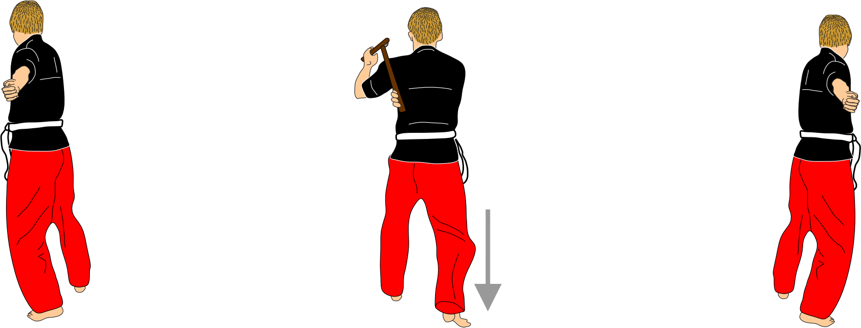 Vertical strike, shoulder guard and vertical strike