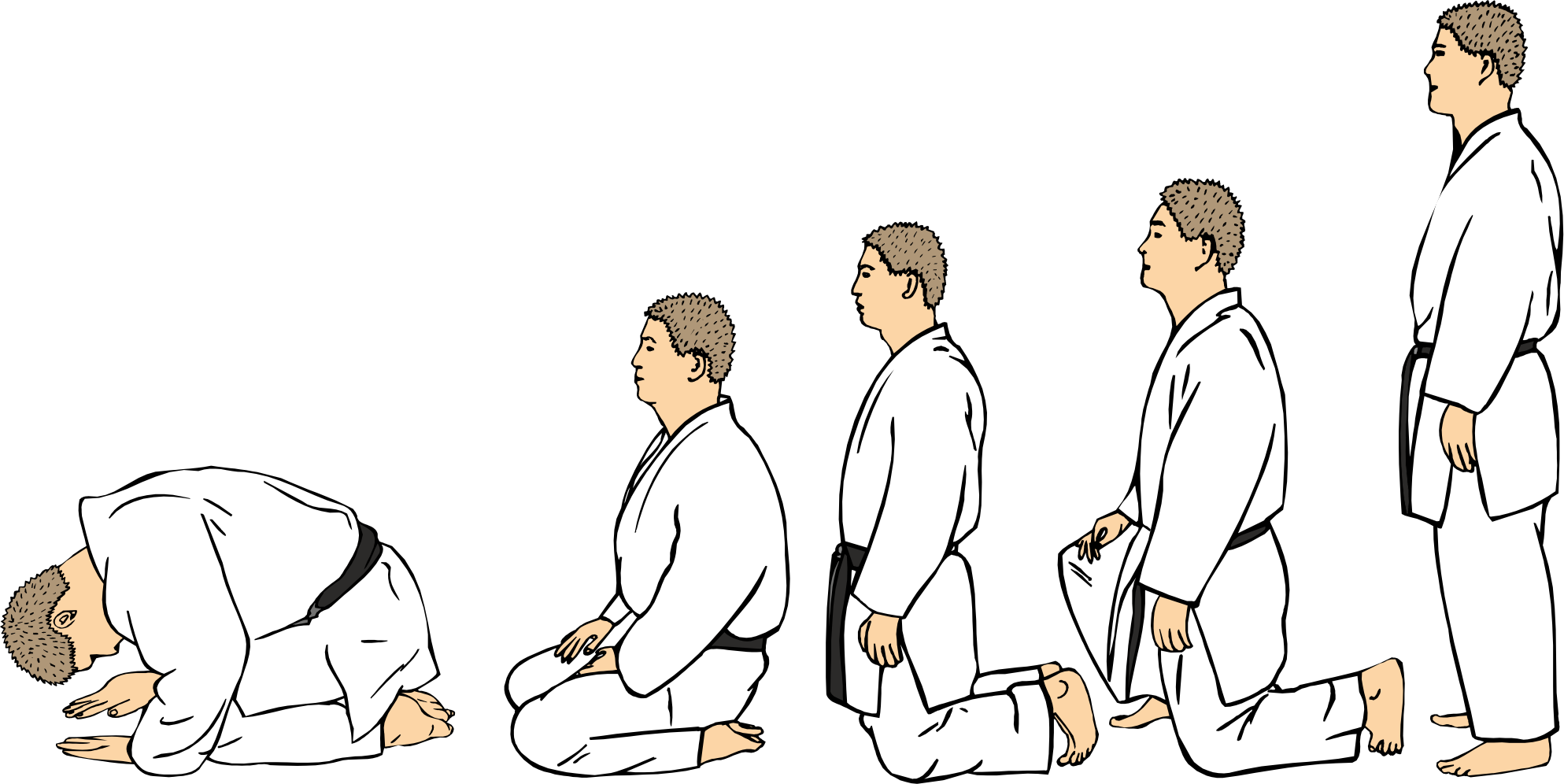 Traditional greeting and respect inside the martial arts dojo