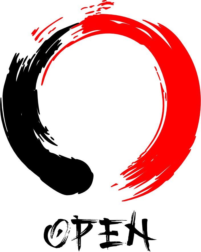 Red and black enso circle representing openness, freedom and awareness in the NC5 philosophy.