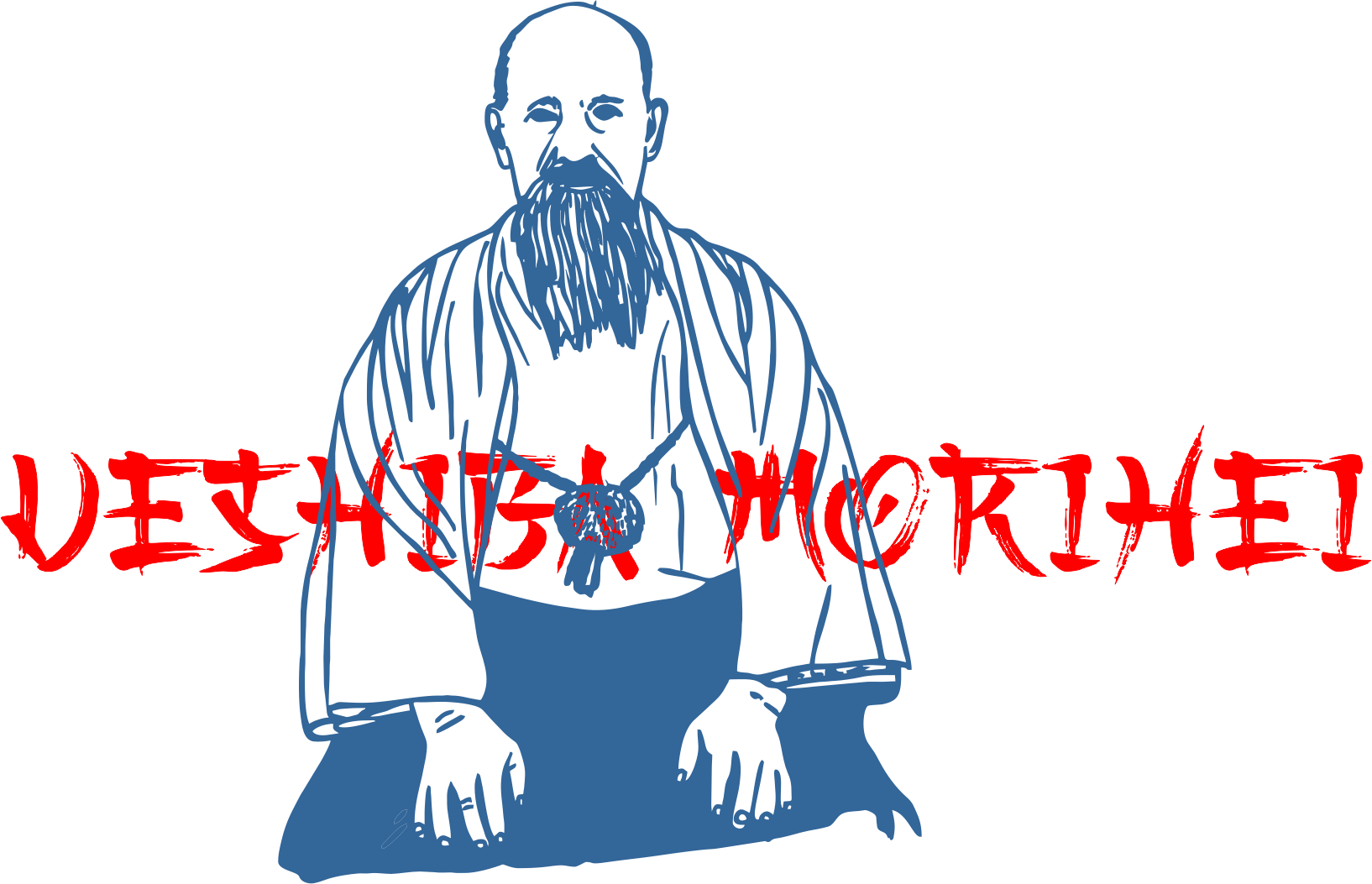 Morihei Ueshiba teaching Aikido in a dojo emphasizing discipline and harmony