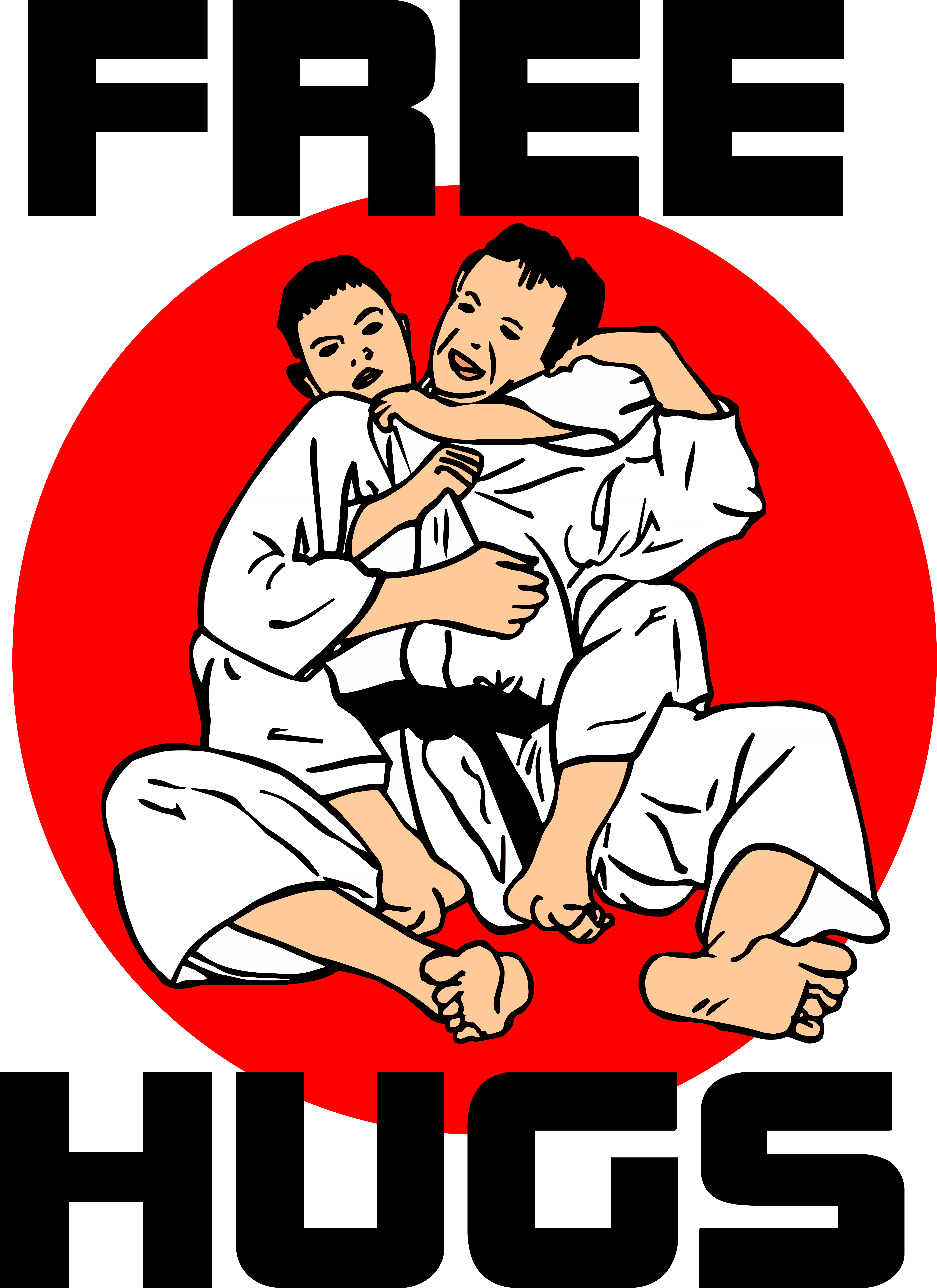 Jujitsu free hugs showing balance and redirection of an opponent's energy
